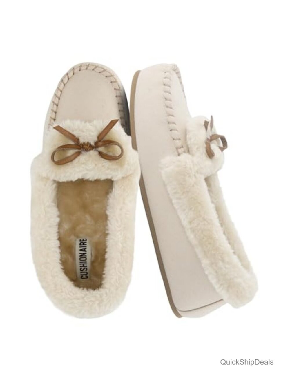 Women's Faux Suede Mocc with Faux Fur Lining, Memory Foam, Wide Width Available